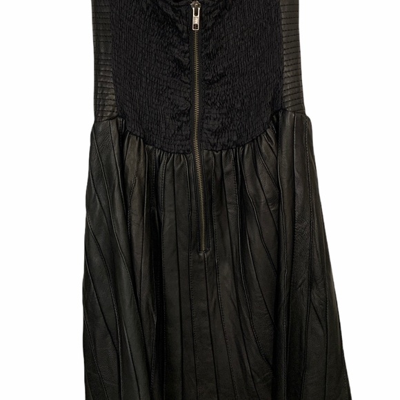 Parker Sz M Black Leather Corset Mini Dress - Picture 3 of 7